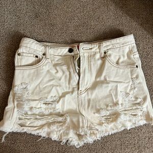 White denim shorts